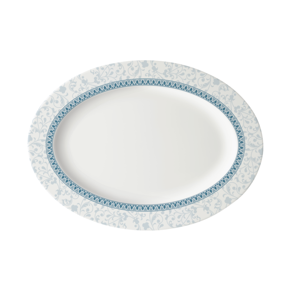 14” Oval Plate - Noel Blue