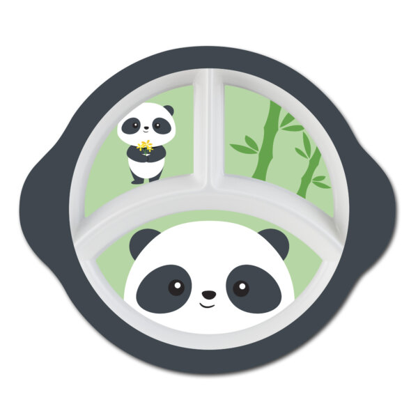 10” 3 Compartment Round Plate - Kids Panda