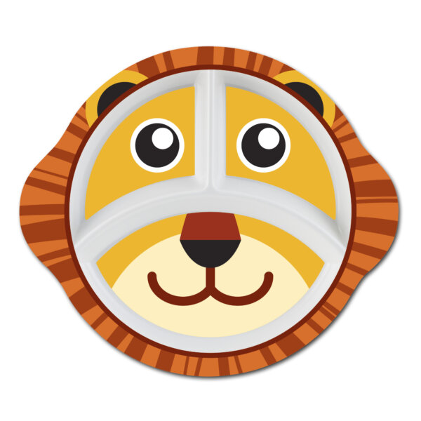 10” 3 Compartment Round Plate - Kids Tiger